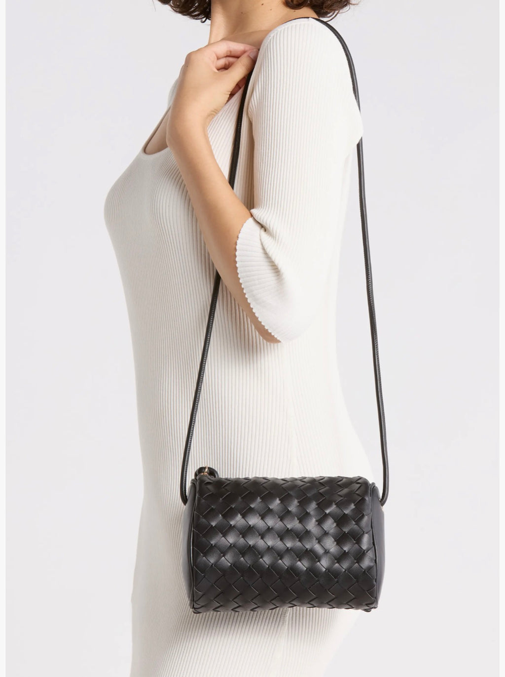 Woven Faux Leather Crossbody Bag