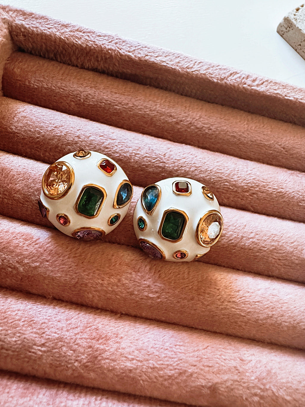 Mosaic Multi Color Stone Earrings