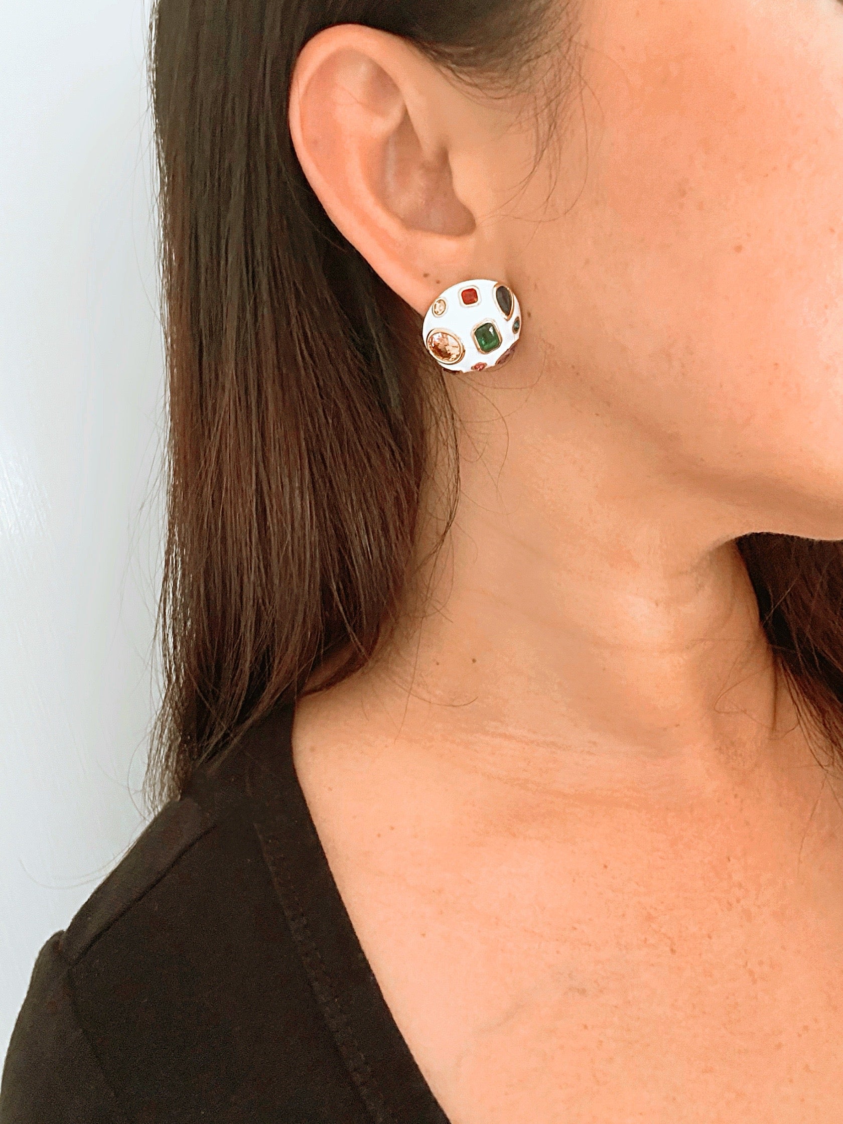 Mosaic Multi Color Stone Earrings