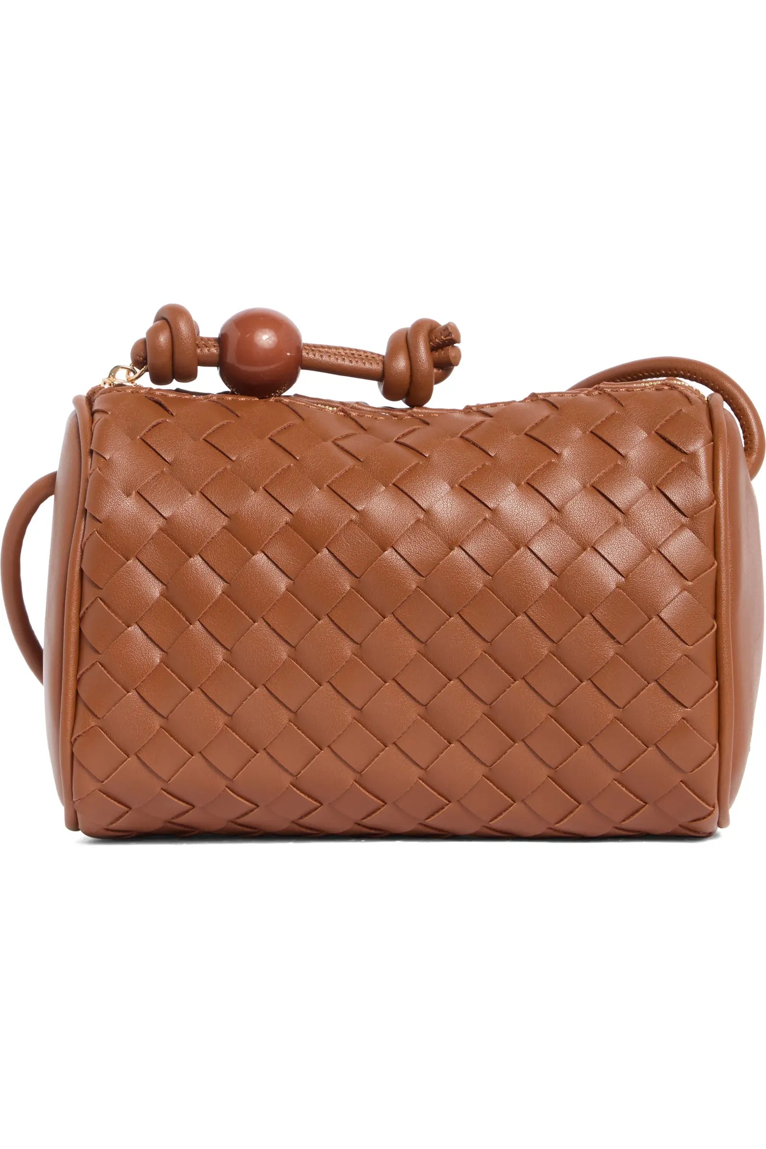 Woven Faux Leather Crossbody Bag